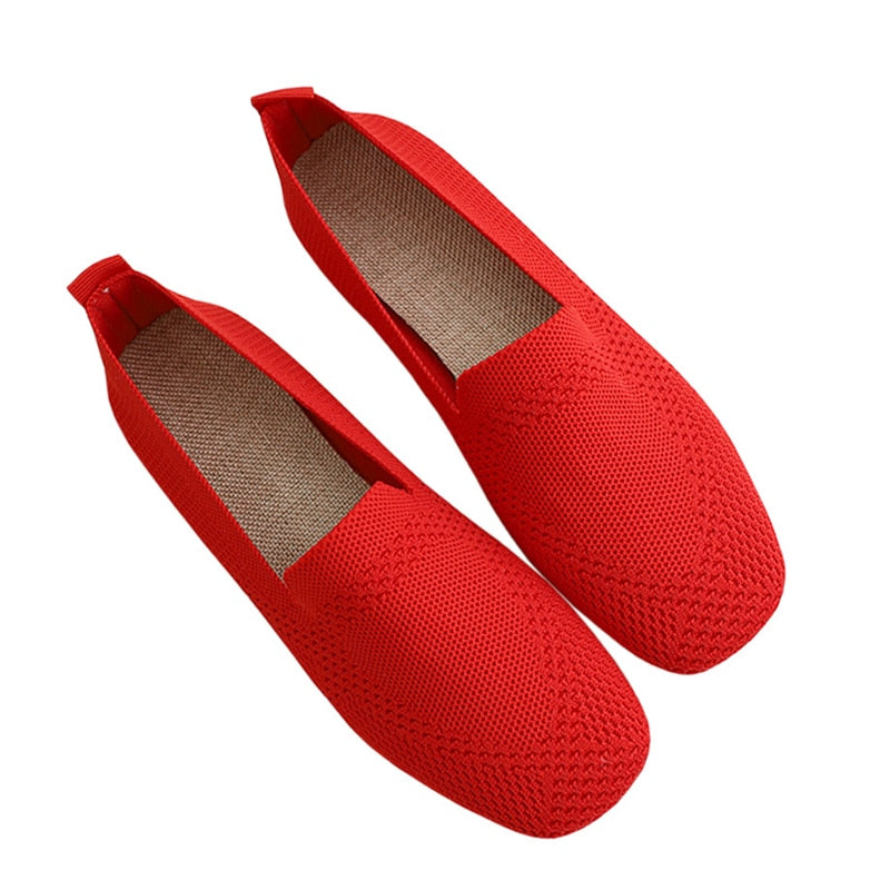 Vrouwen Flats Mesh Ballet Square Toe Slip-On Loafers Ademende Flats