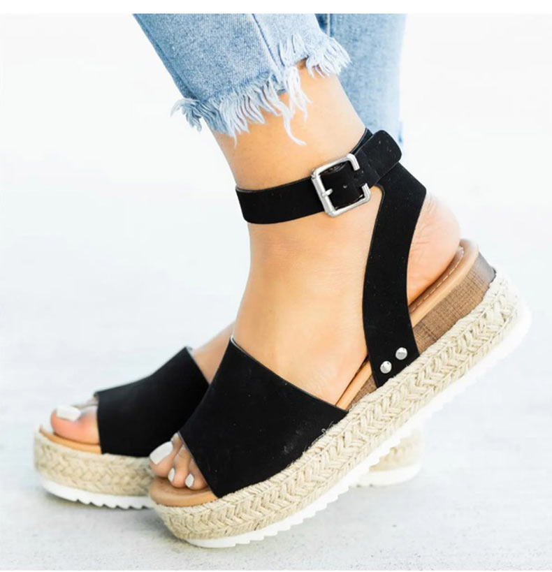 Dames sleehak platform enkelband sandalen