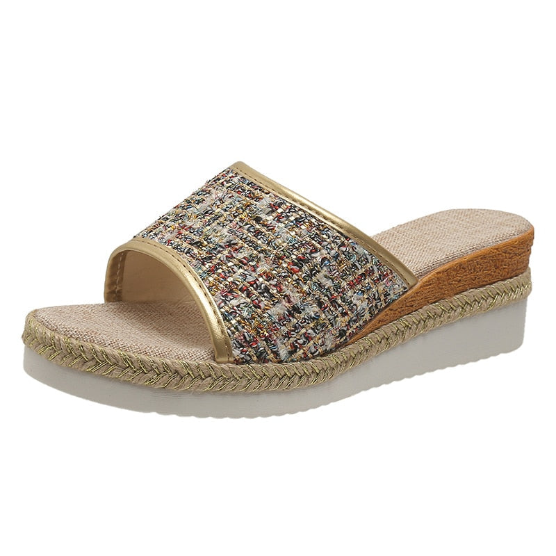 Vrouwen Sandalen Fashion Pailletten Zomer Nieuw Patroon Open Teen Wedge