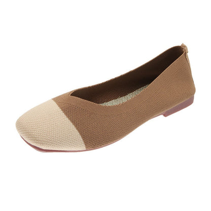 Vrouwen Flats Mesh Ballet Square Toe Slip-On Loafers Ademende Flats