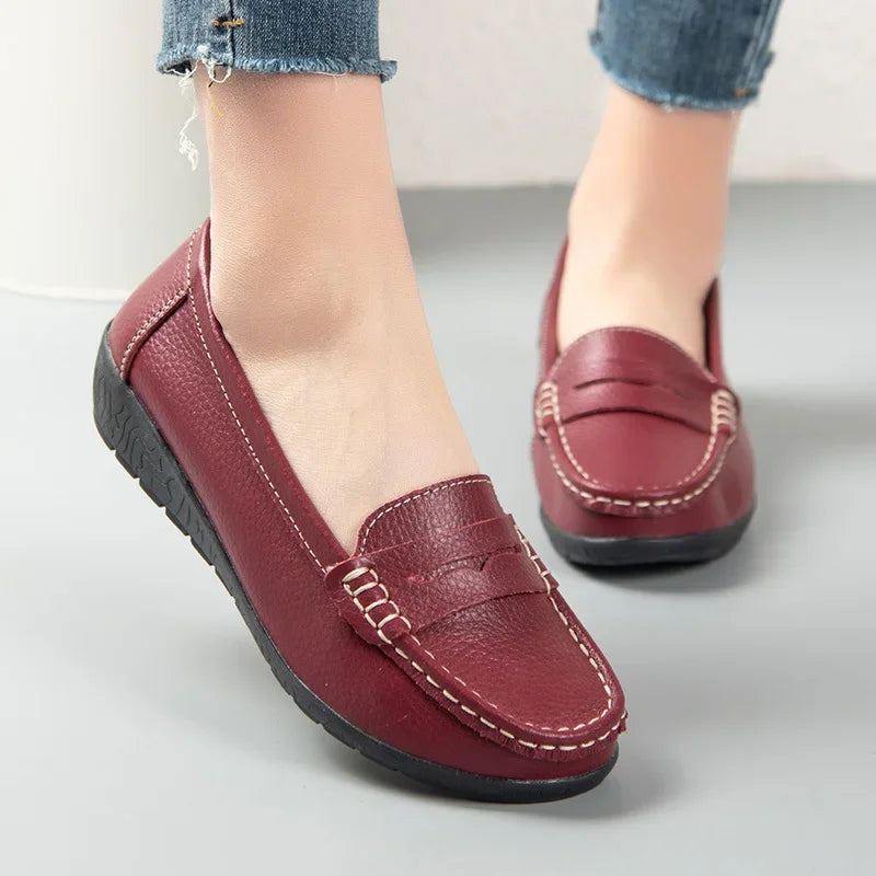 Vrouwen Mocassin Flats van echt leer