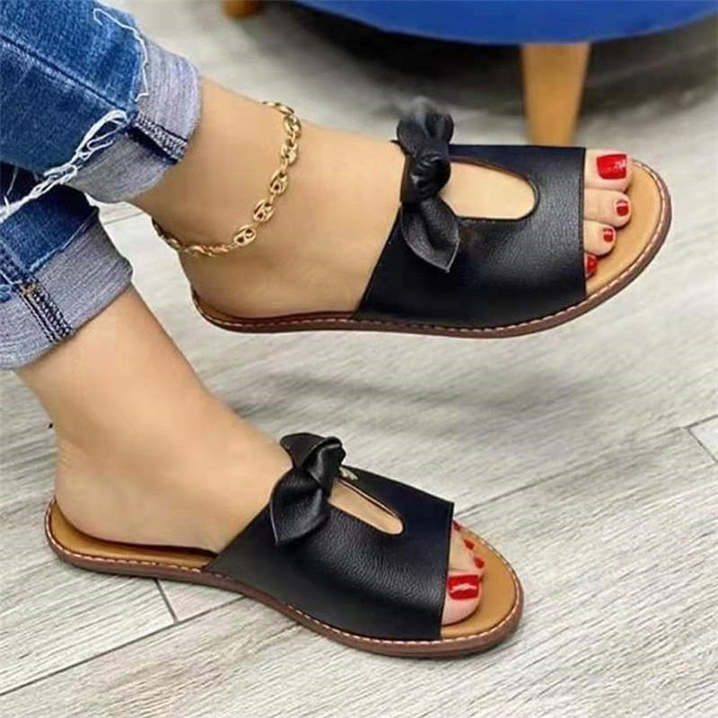 Vrouwen Bowknot Flats Sandalen Slip Op Muiltjes Slippers