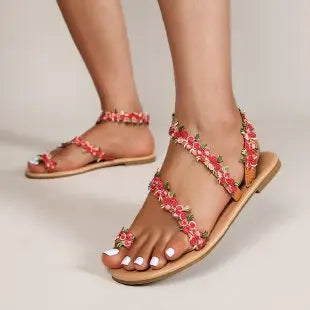 Kleurrijke vlinder platte sandalen voor vrouwen