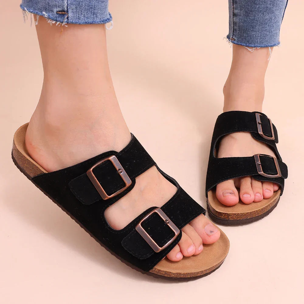 Sandalen met suède voetbed