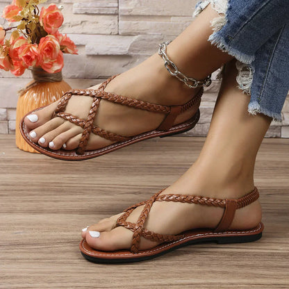 Gevlochten Casual Clip Toe Zomersandalen voor Vrouwen