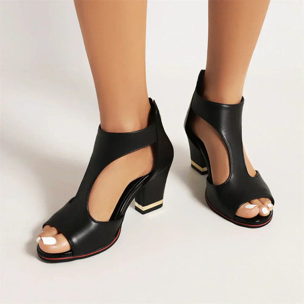 Peep Toe Cropped Hoge Hakken