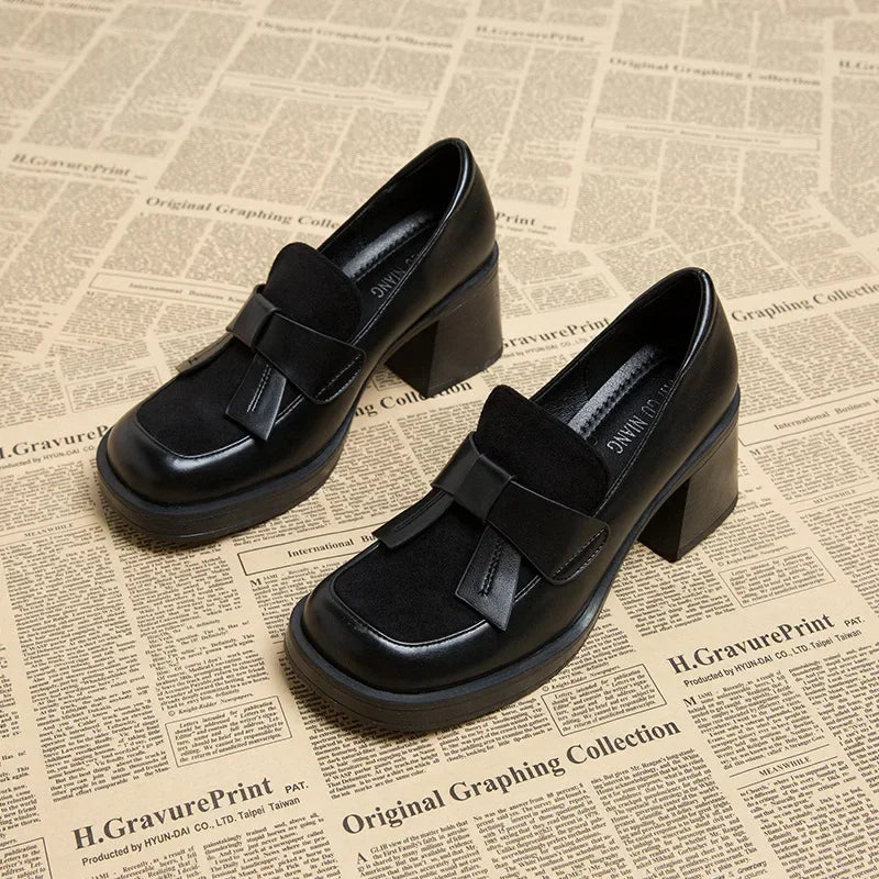 Hoge hak Bow Loafers