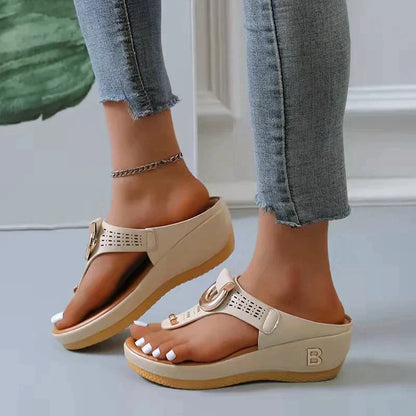 Vrouwen Mid Wedge Schoenen Zomer Strand Sandalen Casual Flip Flops