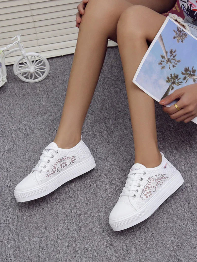 Dames' comfortabele witte Daisy sneakers