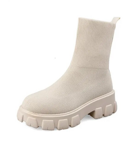 Enkellaarsjes Vrouwen Mid Calf Knit Chunky Schoenen