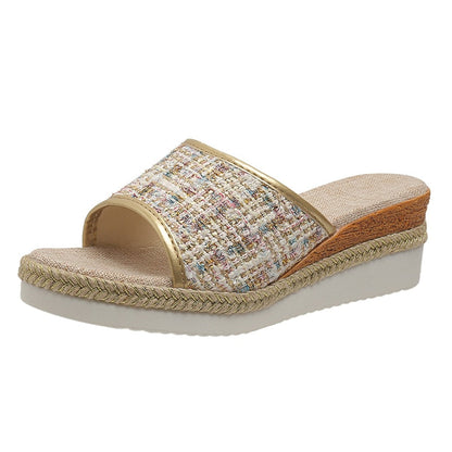 Vrouwen Sandalen Fashion Pailletten Zomer Nieuw Patroon Open Teen Wedge