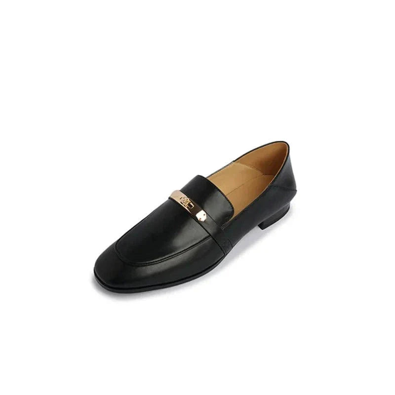 Leren loafers met gouden gesp