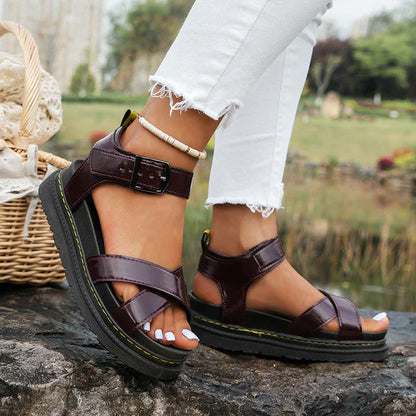 Dames Sleehak & Dik Platform Enkelband Platte Sandalen