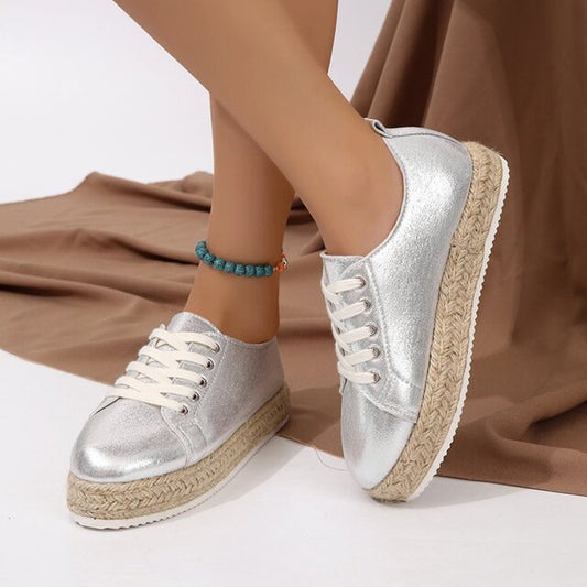 Metallic Espadrille Veterschoenen