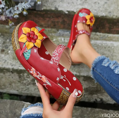 Zomer bloem ontwerp sleehak schoenen