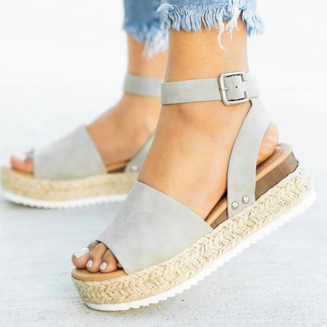 Dames sleehak platform enkelband sandalen