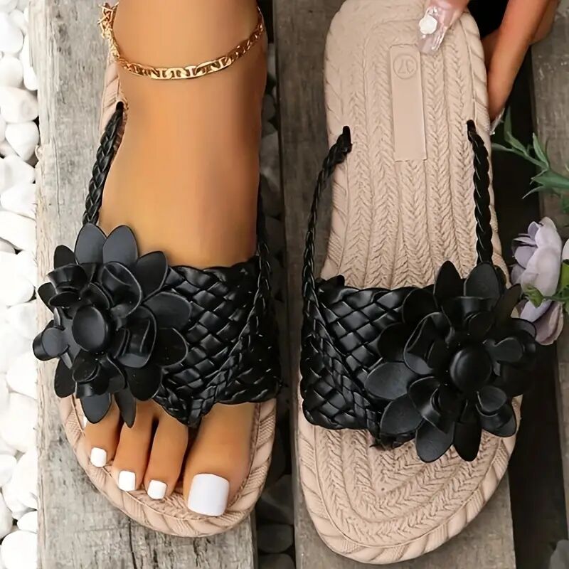 Boho stijl slippers met bloemen