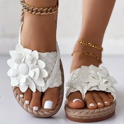 Boho stijl slippers met bloemen