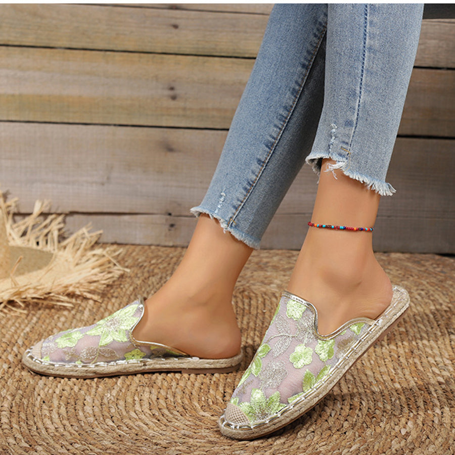 Vrouwen zomer kant bloem ademend platte zool Slip-Ons