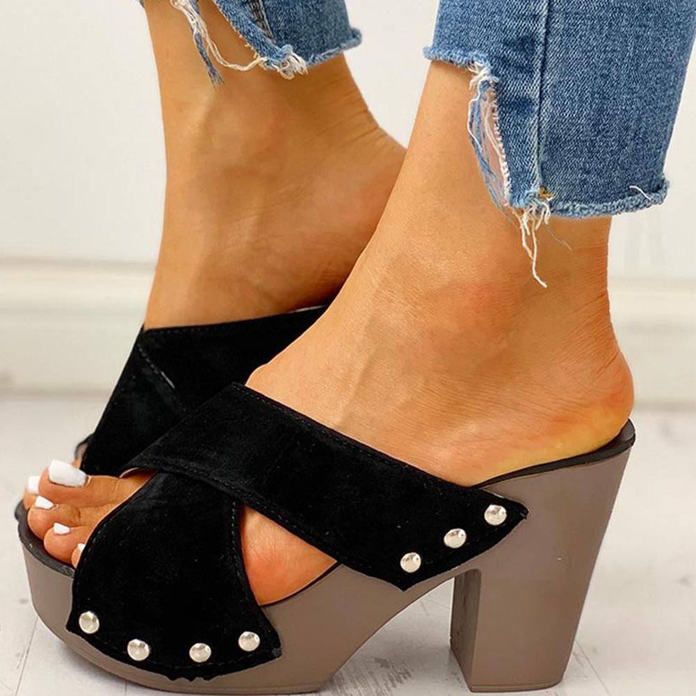 Block Heel Sandals Peep Toe