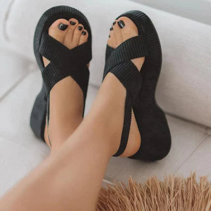 Lazy Suede Cross Strap Casual Sandalen