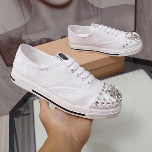 Ronde Teen Rubber Sole Lace schoen casual stijl Plain met sieraden