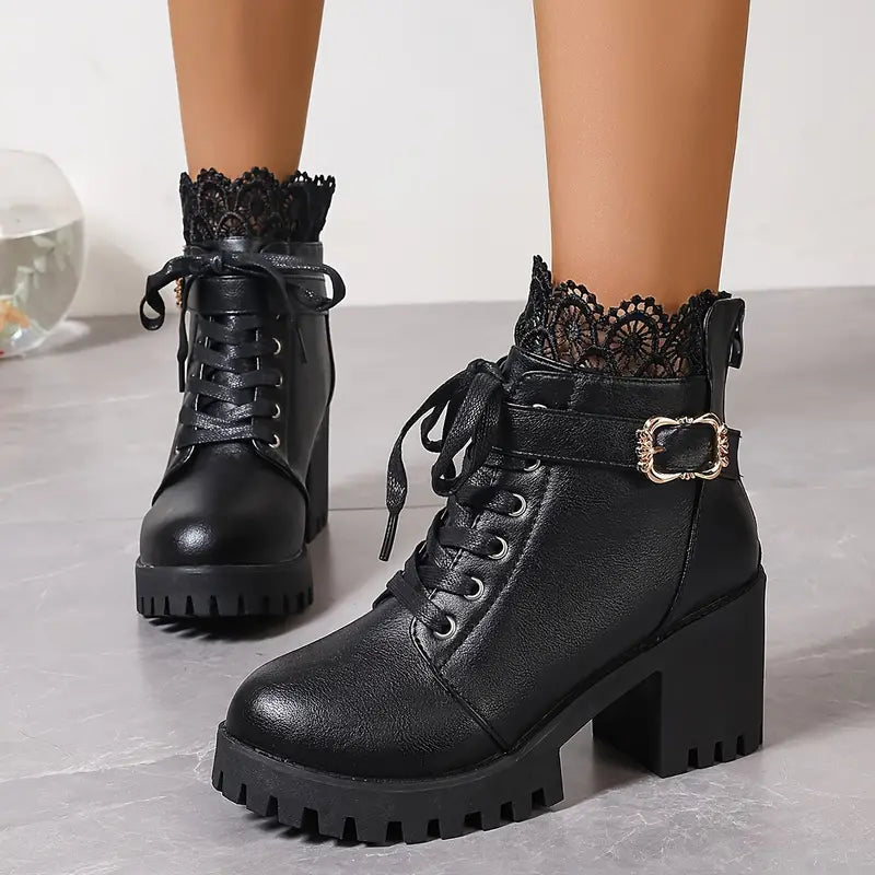 Chunky Lace-Up Ankle Boots