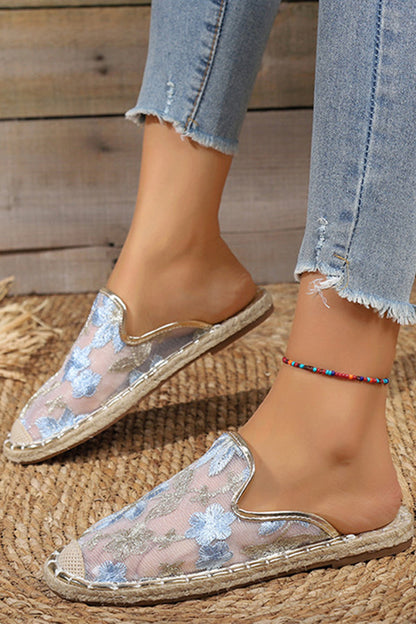 Vrouwen zomer kant bloem ademend platte zool Slip-Ons