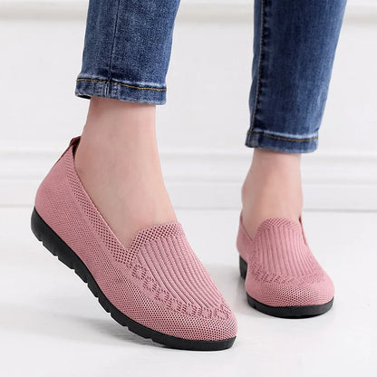 Gebreide Solid Colour Loafers, lichtgewicht anti-slip platte slipschoenen voor vrouwen