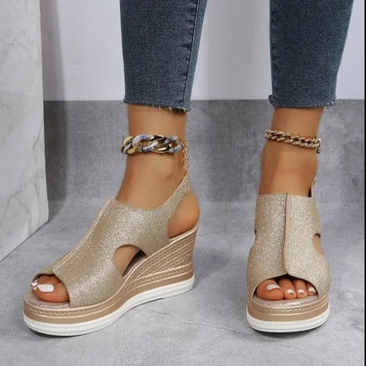 Vrouwen Wedge Goud Glitter