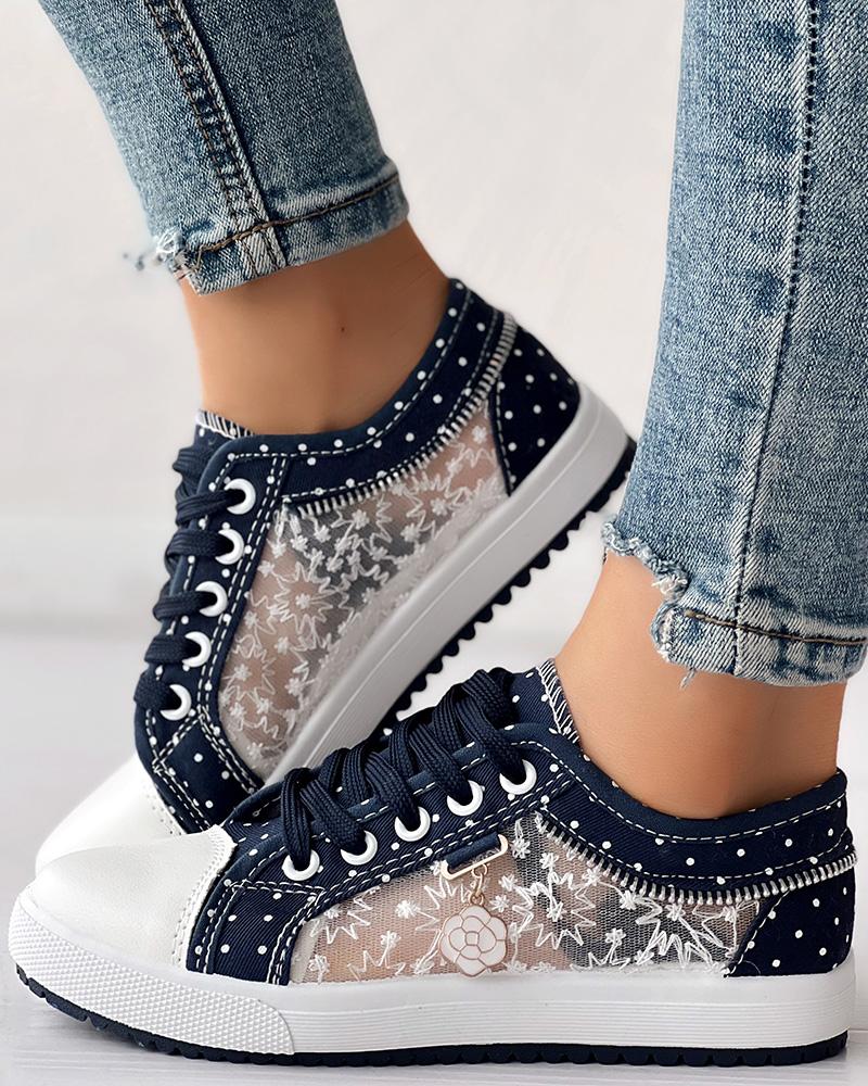 Dames Mesh Platte Sneakers