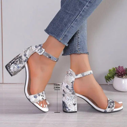 Fashion Women Black Flock Flower Color High Heels Sandals Female Pumps Peep Toe - Shop & Buy