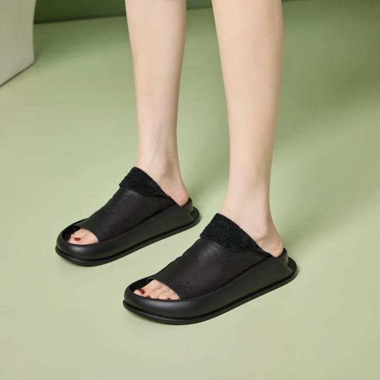 Leren teenslippers voor dames