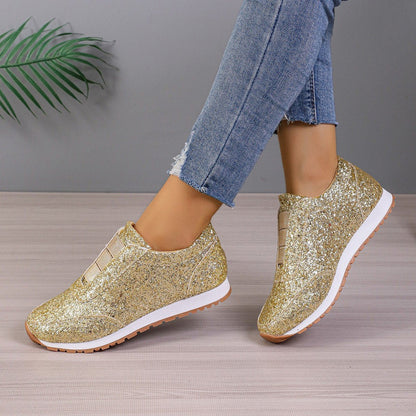 Fonkelende Glitter Elastische Slip-On Mode Sneakers