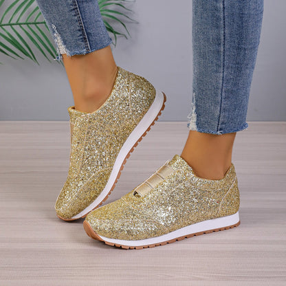 Fonkelende Glitter Elastische Slip-On Mode Sneakers