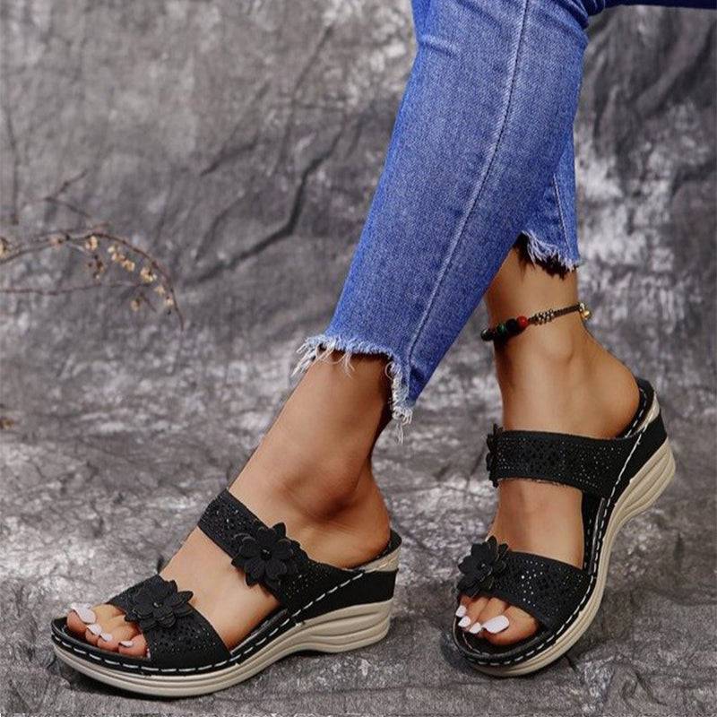 Vrouwen Casual Schoenen Vintage Bloem Fish Mouth Sandalen