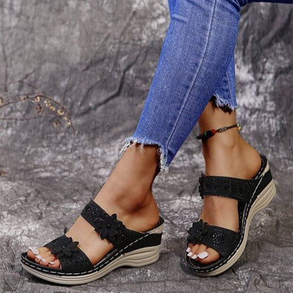 Vrouwen Casual Schoenen Vintage Bloem Fish Mouth Sandalen