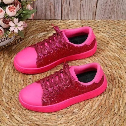 Glitter Sequin Design Flats Shoes Women Trendy Casual-Pink-9