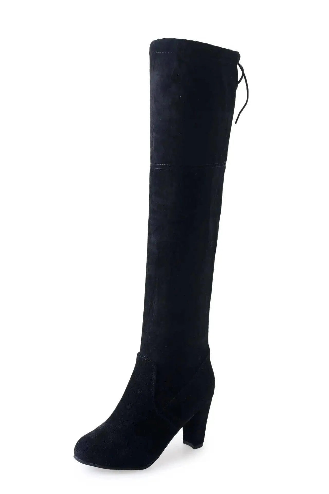 Women's Black Knee High Boots with High Heel | Long Boots-Brown-5