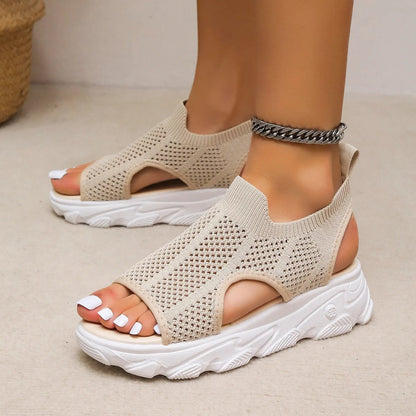 Fashion Wedge Open Toe Ademend Sandalen