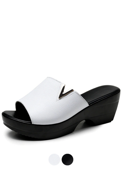 Dames Slip-on Sandalen met Middelhoge Hak