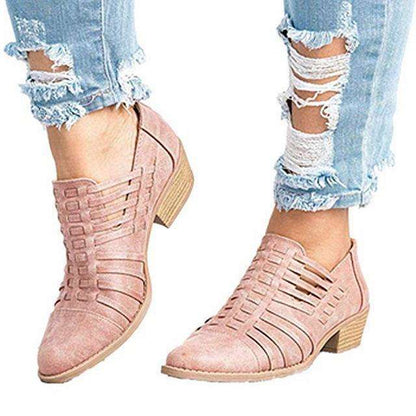 Low Heel Shoes Thick Heel Zipper Sandals