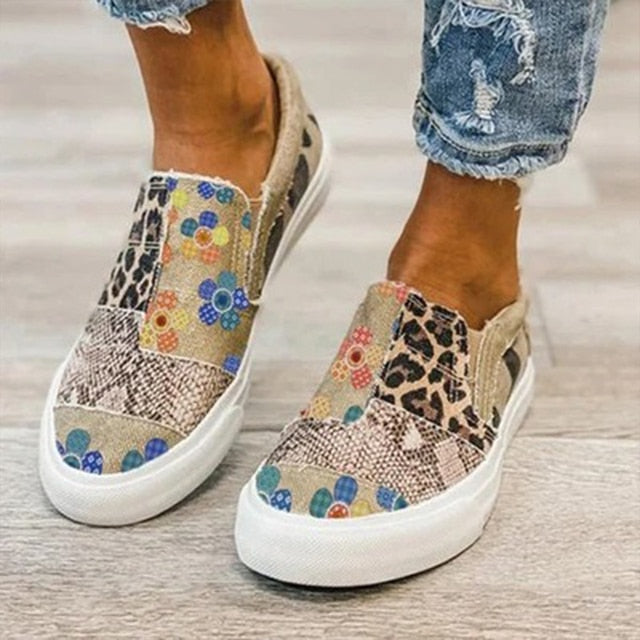 Vrije tijd patchwork comfortabele dame Canvas platte schoenen