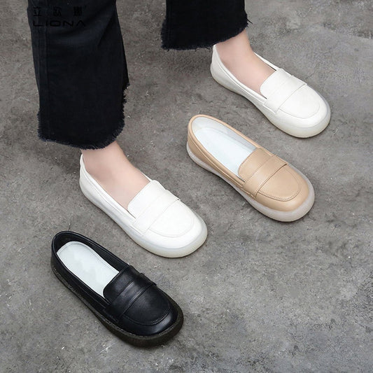 Soft Comfortable Flats Slip On Leather Shoes