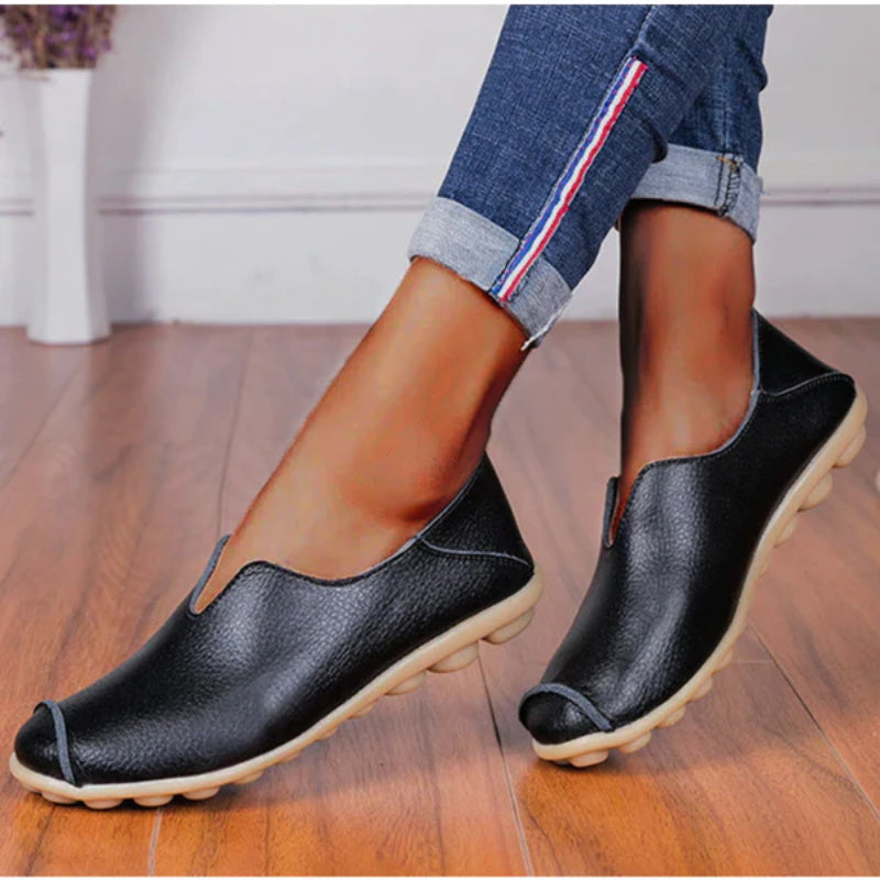 Vrouwen leren loafers casual stijl bootschoenen