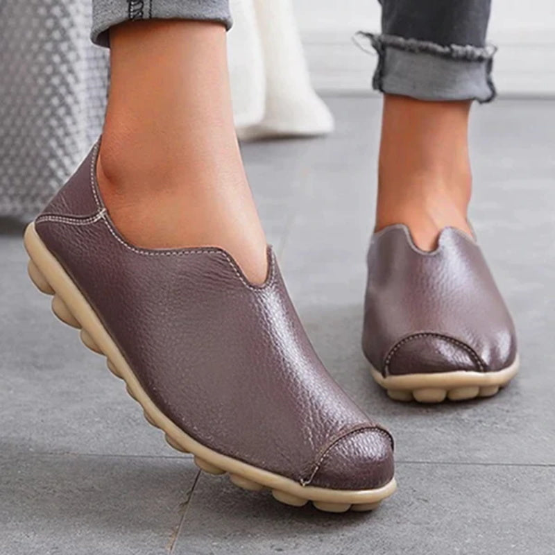 Vrouwen leren loafers casual stijl bootschoenen