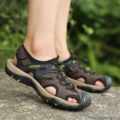 Heren lederen sandalen wandelschoenen