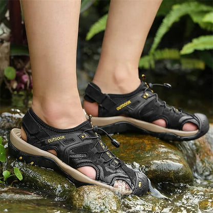 Heren lederen sandalen wandelschoenen