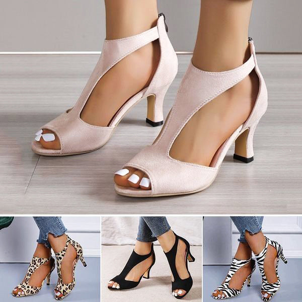 Womens Ankle Strap Open Toed Heels