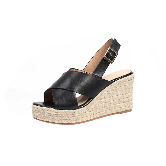 platform sandals color black size 7 for women